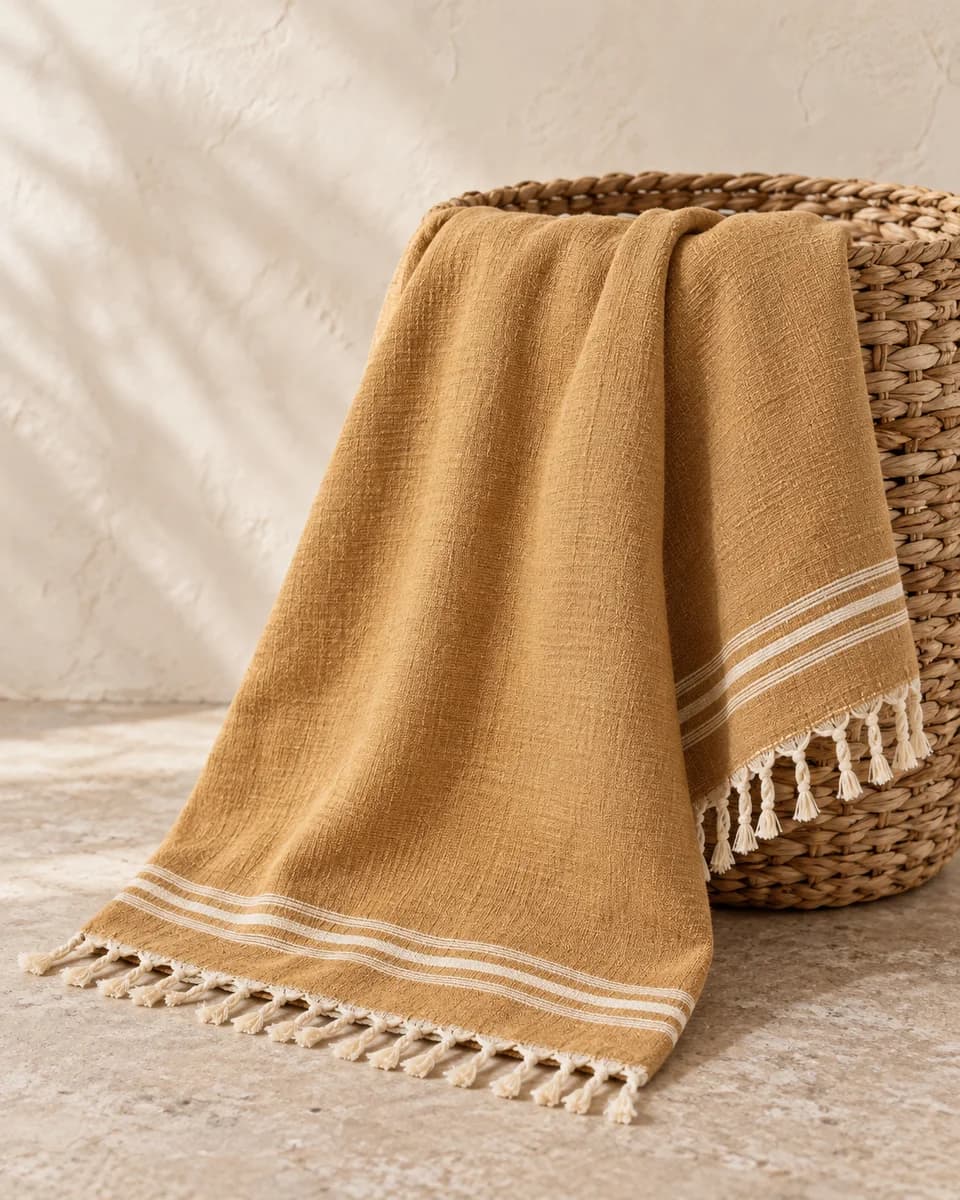 The texture and drape of the beach towel