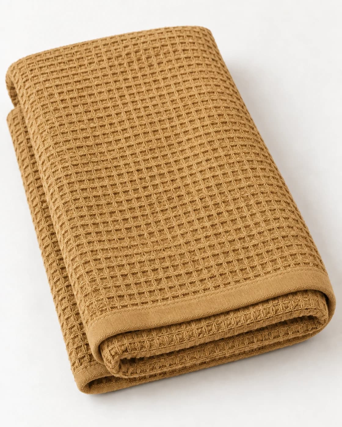 waffle weave in ochre