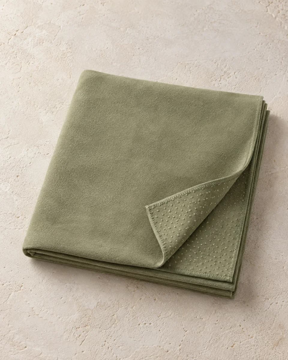 the mat towel in olive, showing its texture and finish